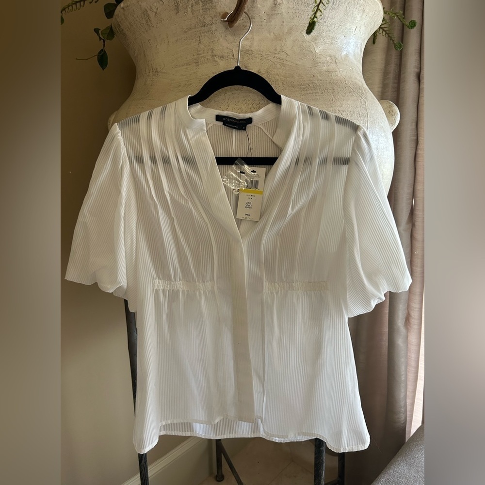 White Button Down Short Sleeve Blouse